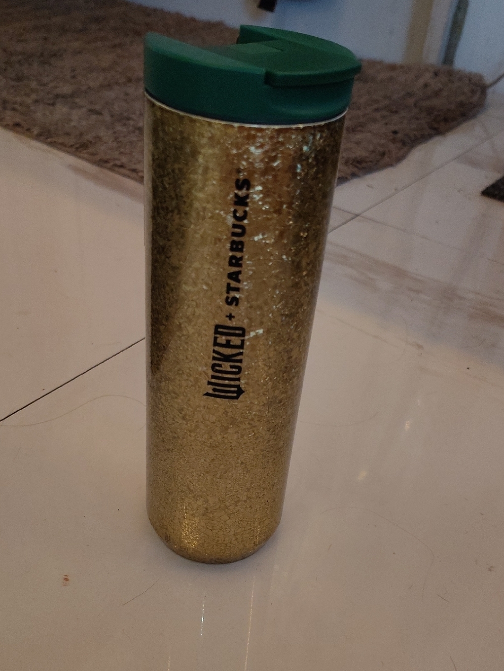 Limited Edition Wicked Edition/Starbucks Glitter Travel Tumbler with Green Lid
